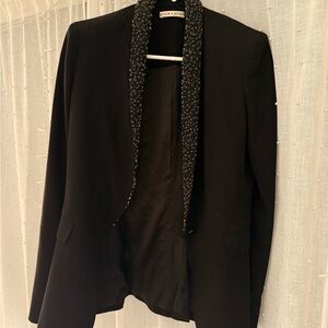 Alice + Olivia Black Blazer with Textured Collar